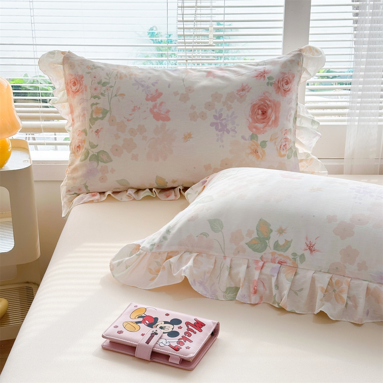 91家纺网 家纺一手货源 找家纺 忘忧草 2026新款全棉纯棉印花精致花边枕套单枕套 枕套单件 雾飞花