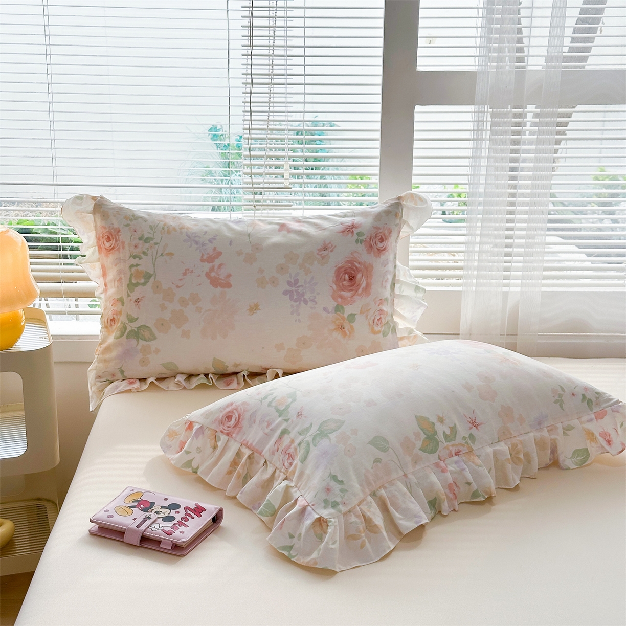 91家纺网 家纺一手货源 找家纺 忘忧草 2026新款全棉纯棉印花精致花边枕套单枕套 枕套单件 雾飞花