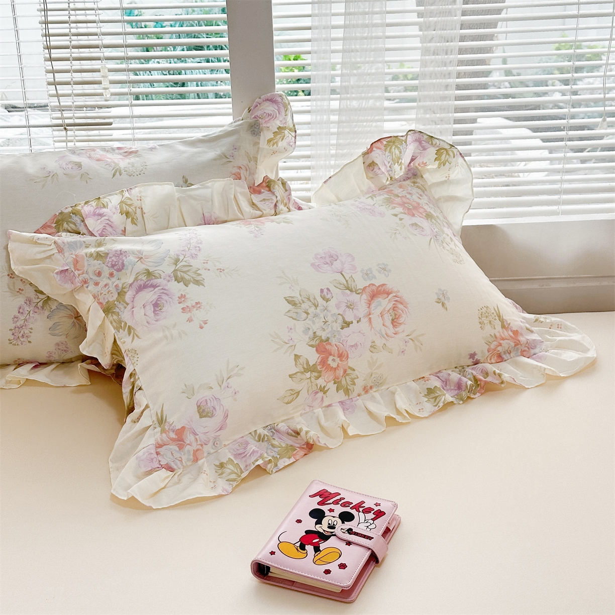 91家纺网 家纺一手货源 找家纺 忘忧草 2026新款全棉纯棉印花精致花边枕套单枕套 枕套单件 烟笼蔷薇