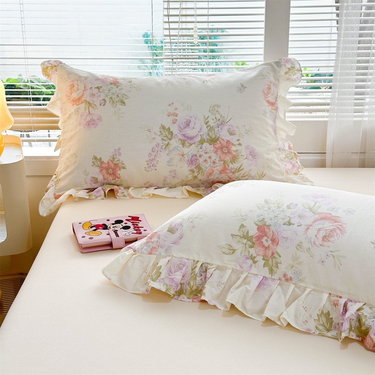 91家纺网 家纺一手货源 找家纺 忘忧草 2026新款全棉纯棉印花精致花边枕套单枕套 枕套单件 烟笼蔷薇