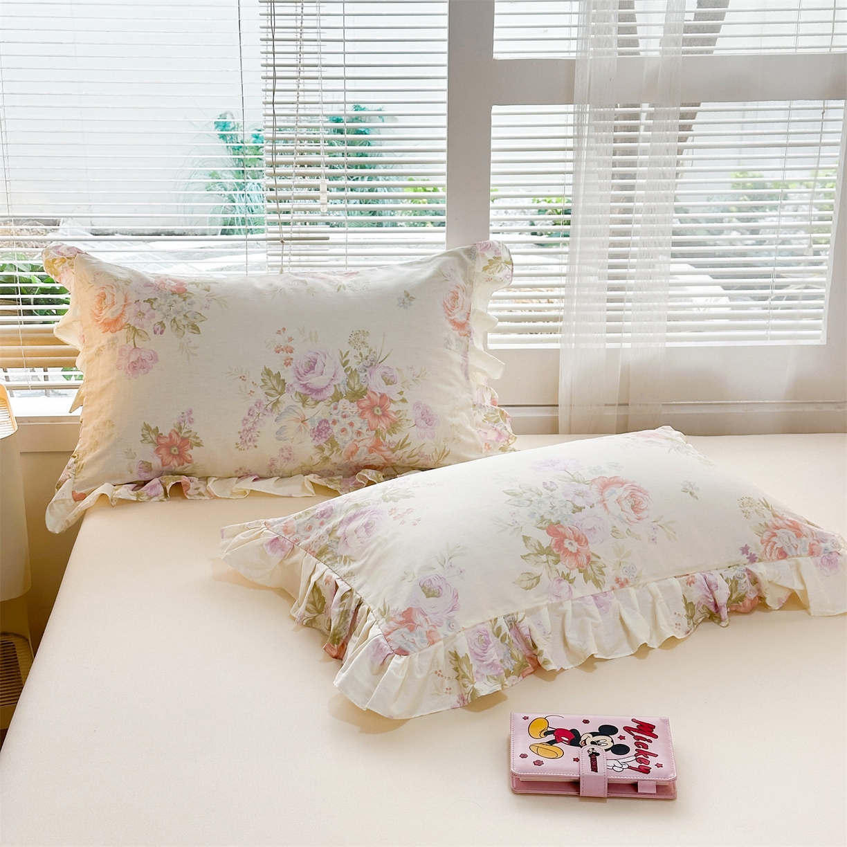 91家纺网 家纺一手货源 找家纺 忘忧草 2026新款全棉纯棉印花精致花边枕套单枕套 枕套单件 烟笼蔷薇