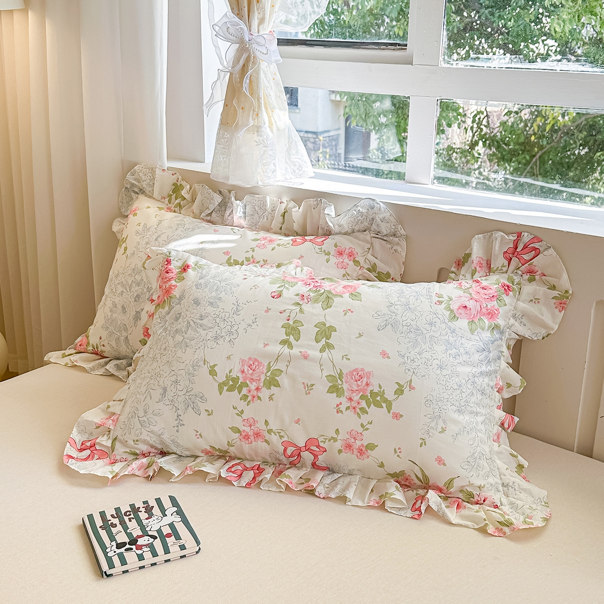 忘忧草 2026新款全棉纯棉印花精致花边枕套单枕套 枕套单件 柏林花涧