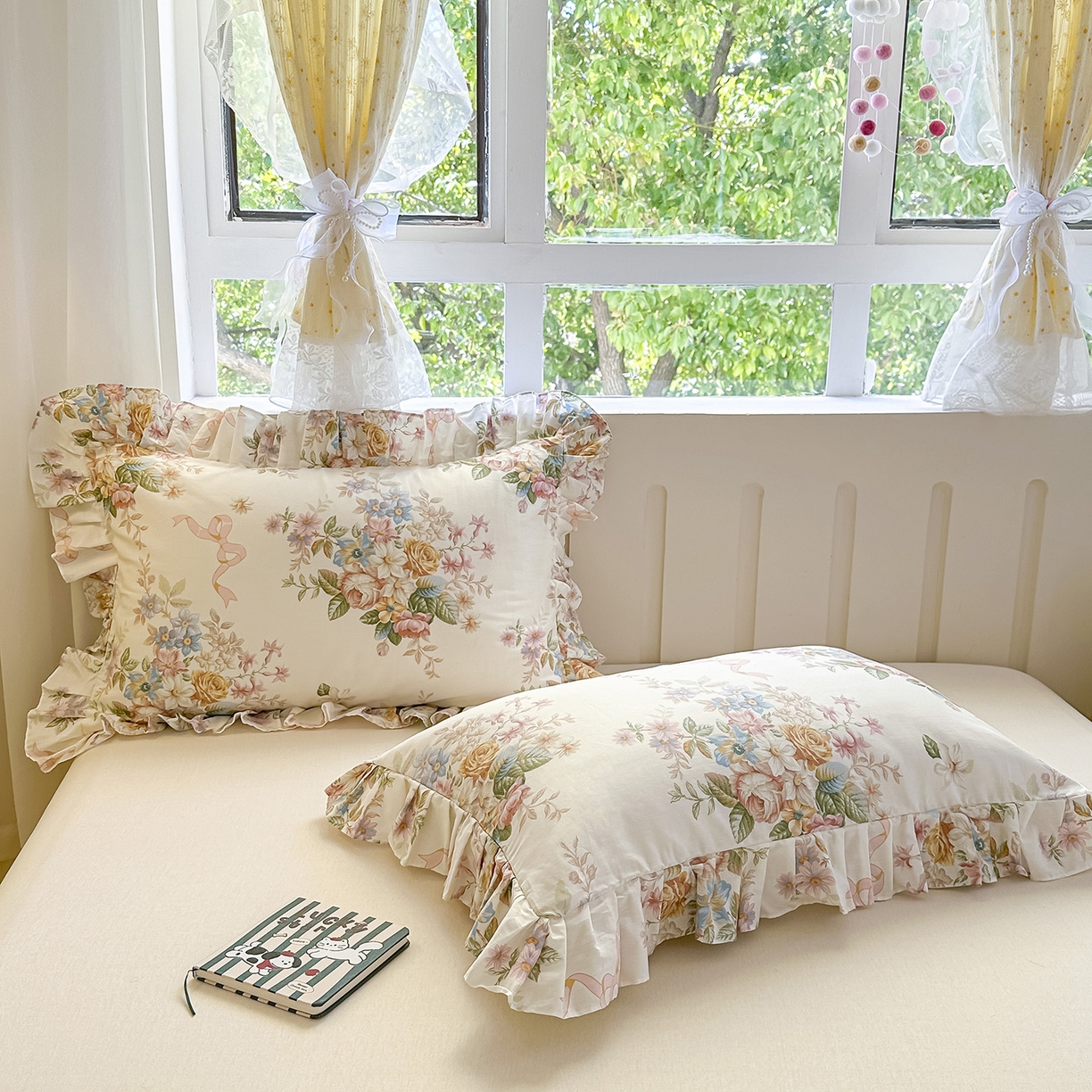 91家纺网 家纺一手货源 找家纺 忘忧草 2026新款全棉纯棉印花精致花边枕套单枕套 枕套单件 花颜悦色