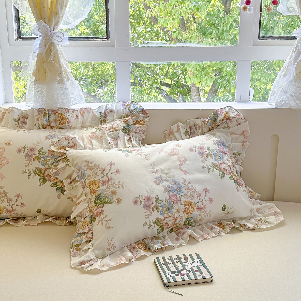 91家纺网 家纺一手货源 找家纺 忘忧草 2026新款全棉纯棉印花精致花边枕套单枕套 枕套单件 花颜悦色