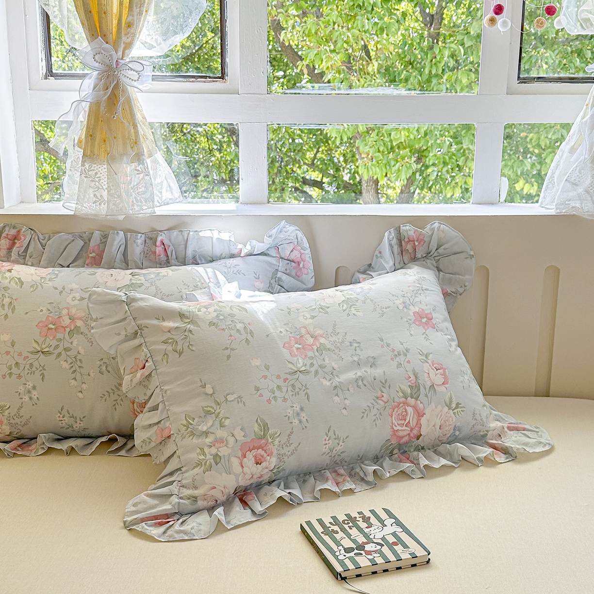 91家纺网 家纺一手货源 找家纺 忘忧草 2026新款全棉纯棉印花精致花边枕套单枕套 枕套单件 华庭庄园-蓝