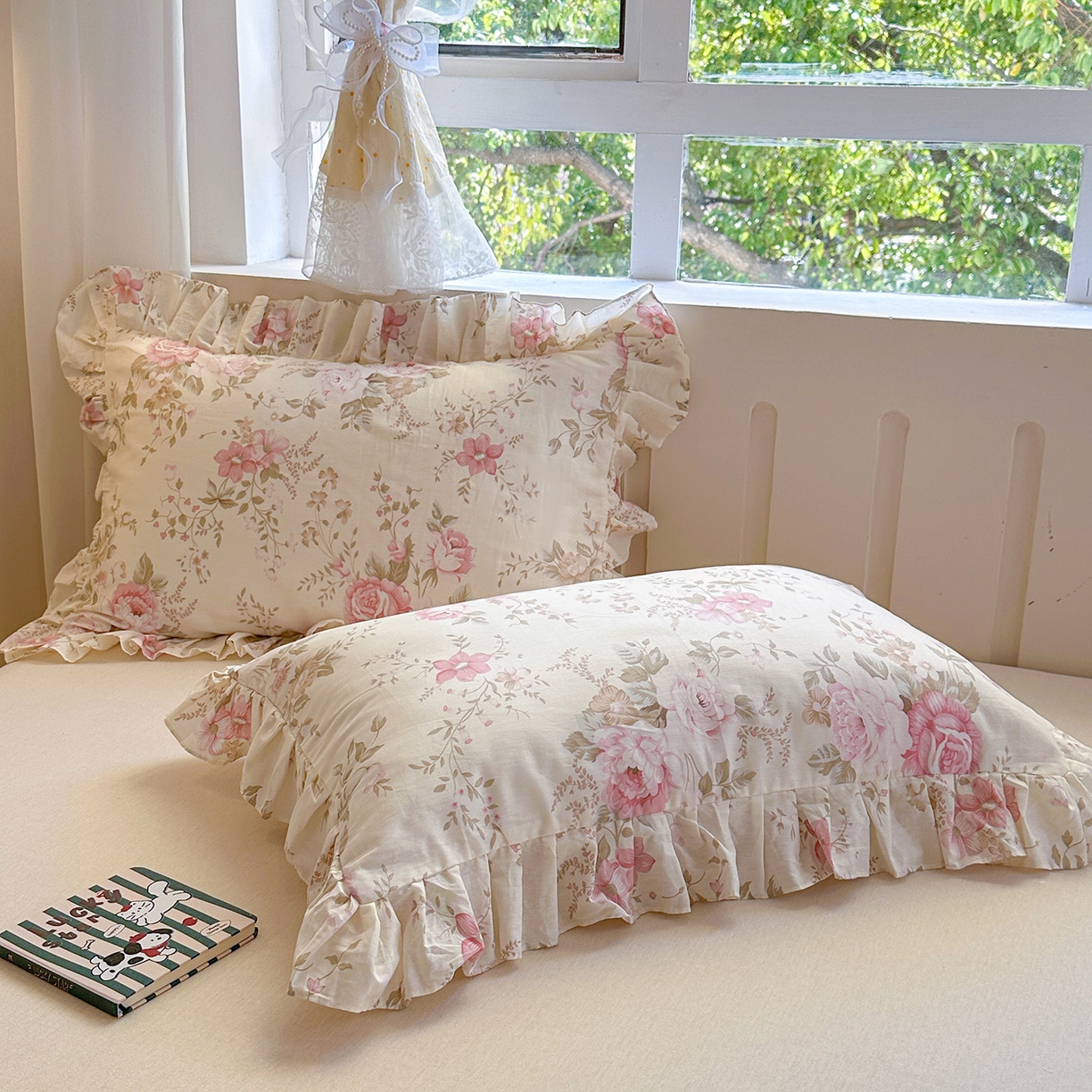 91家纺网 家纺一手货源 找家纺 忘忧草 2026新款全棉纯棉印花精致花边枕套单枕套 枕套单件 华庭庄园-米