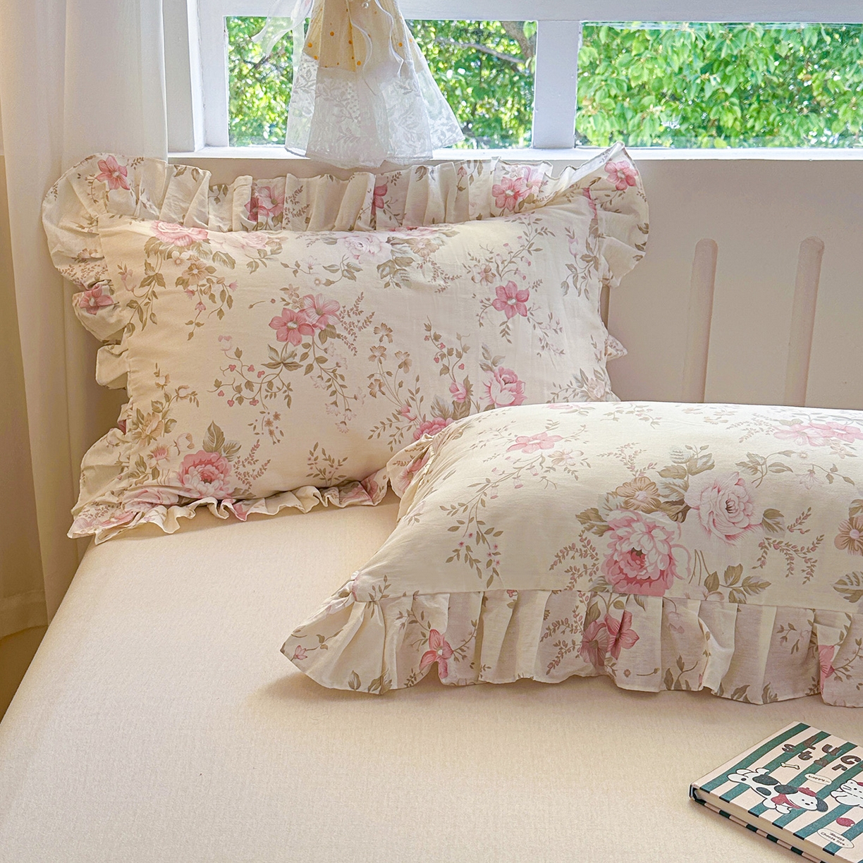 91家纺网 家纺一手货源 找家纺 忘忧草 2026新款全棉纯棉印花精致花边枕套单枕套 枕套单件 华庭庄园-米