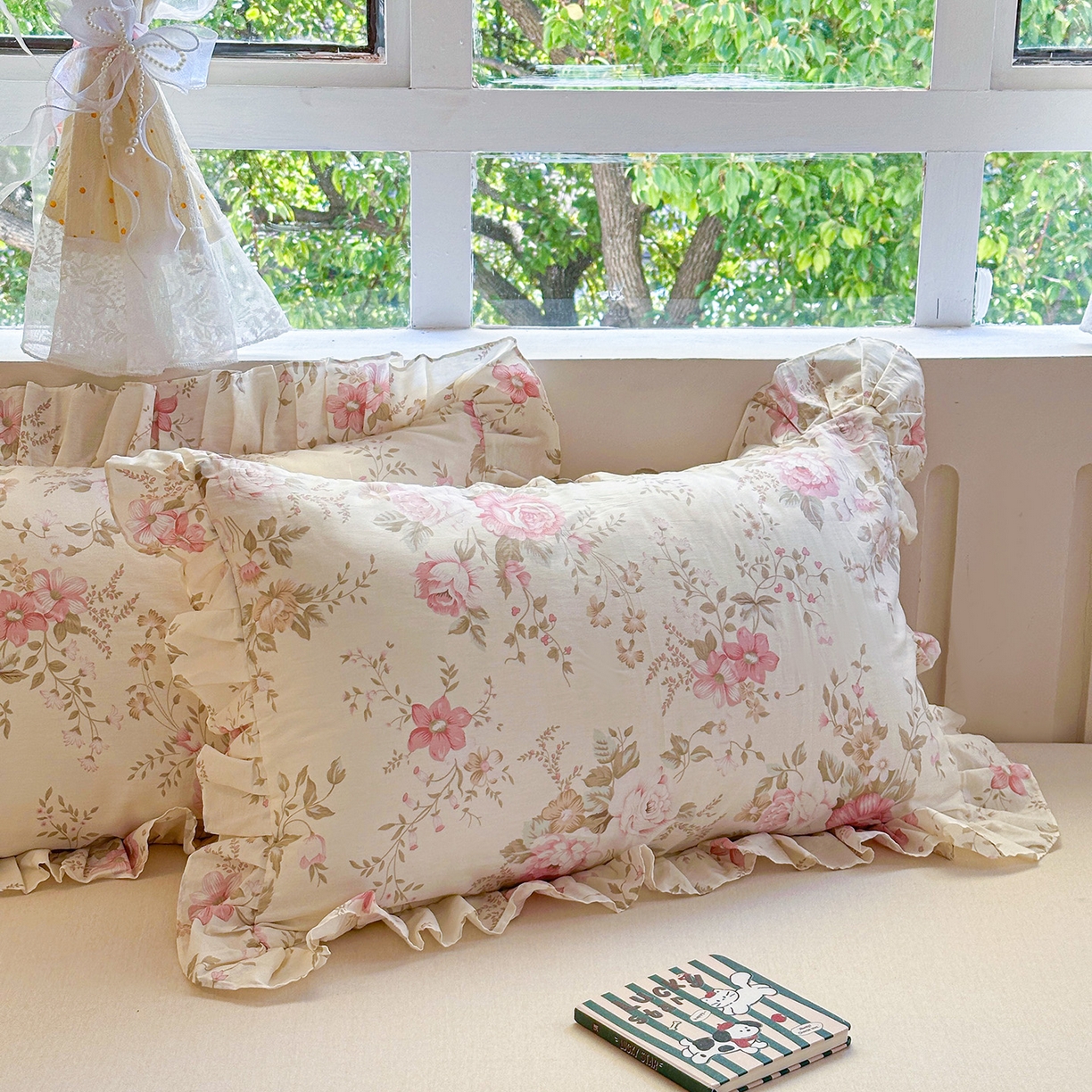 91家纺网 家纺一手货源 找家纺 忘忧草 2026新款全棉纯棉印花精致花边枕套单枕套 枕套单件 华庭庄园-米