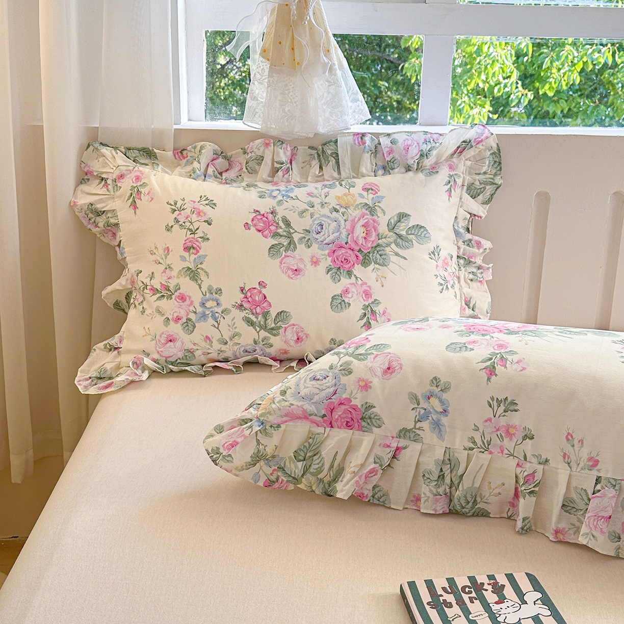 91家纺网 家纺一手货源 找家纺 忘忧草 2026新款全棉纯棉印花精致花边枕套单枕套 枕套单件 可妮露