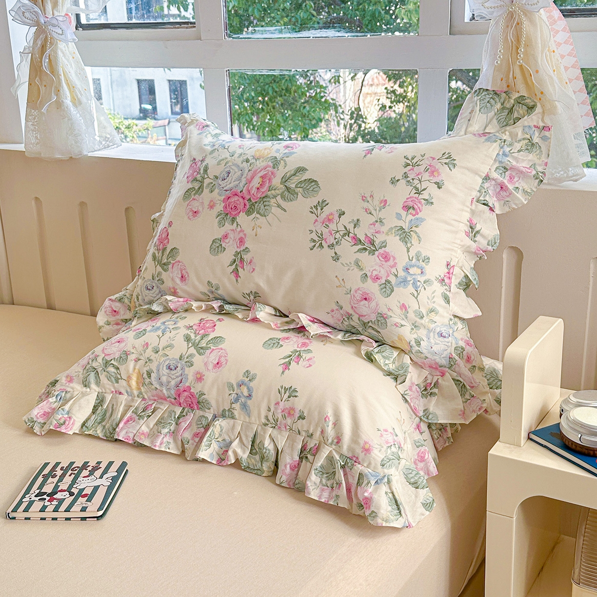 91家纺网 家纺一手货源 找家纺 忘忧草 2026新款全棉纯棉印花精致花边枕套单枕套 枕套单件 可妮露