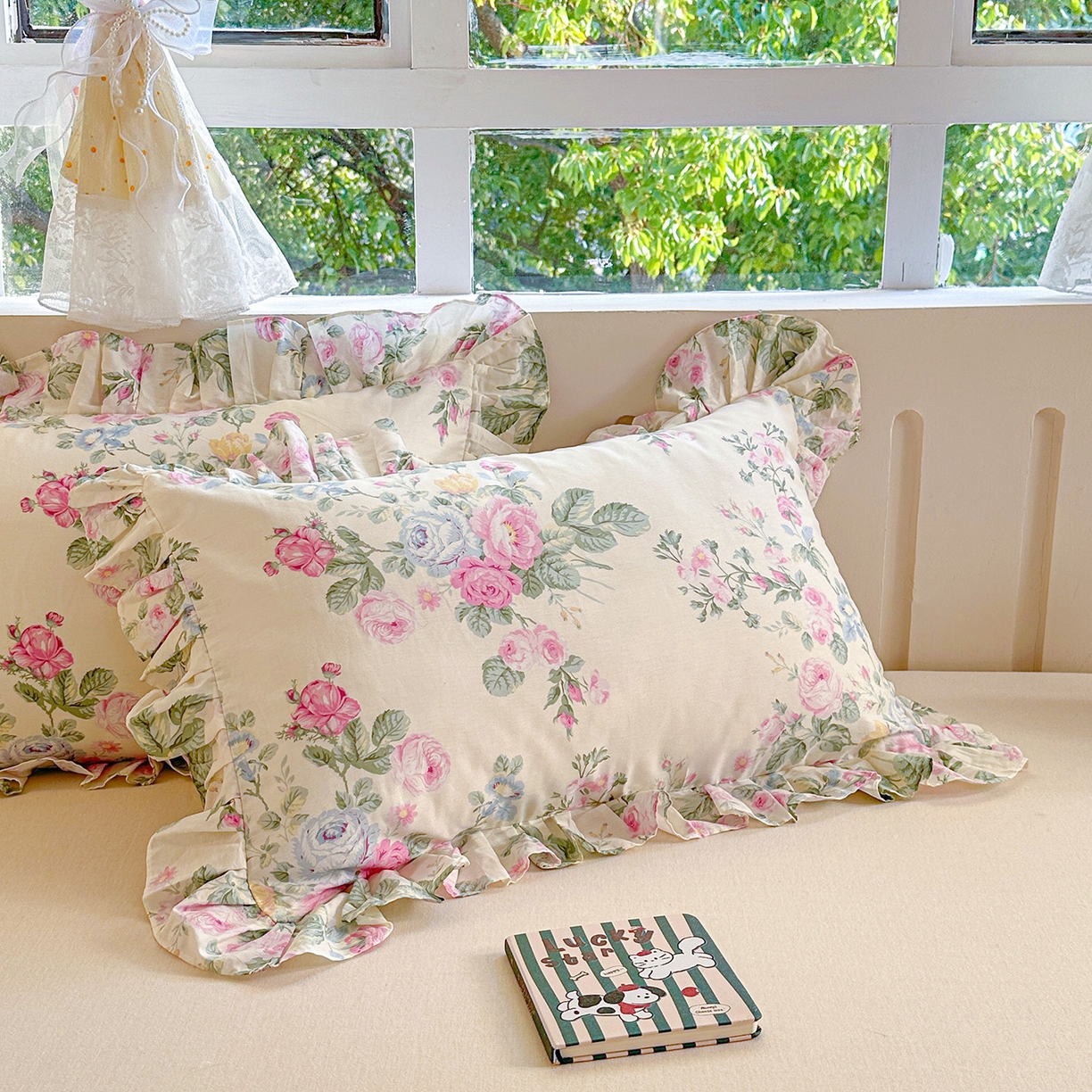 91家纺网 家纺一手货源 找家纺 忘忧草 2026新款全棉纯棉印花精致花边枕套单枕套 枕套单件 可妮露