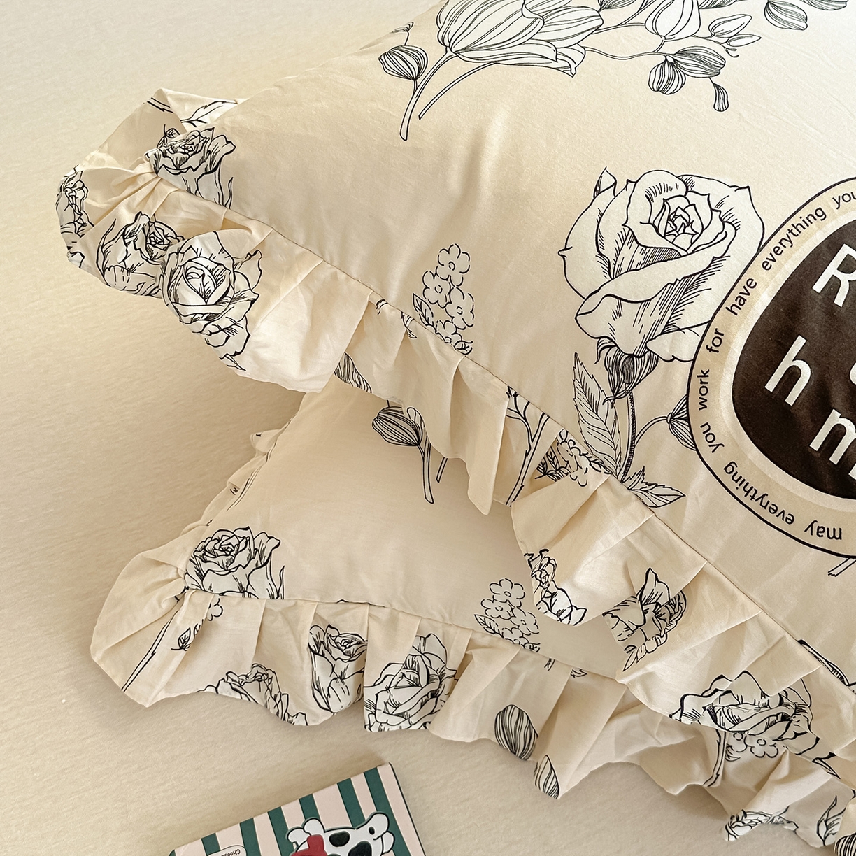 91家纺网 家纺一手货源 找家纺 忘忧草 2026新款全棉纯棉印花精致花边枕套单枕套 枕套单件 宁静花开