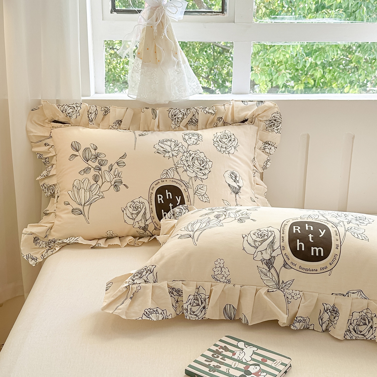 91家纺网 家纺一手货源 找家纺 忘忧草 2026新款全棉纯棉印花精致花边枕套单枕套 枕套单件 宁静花开