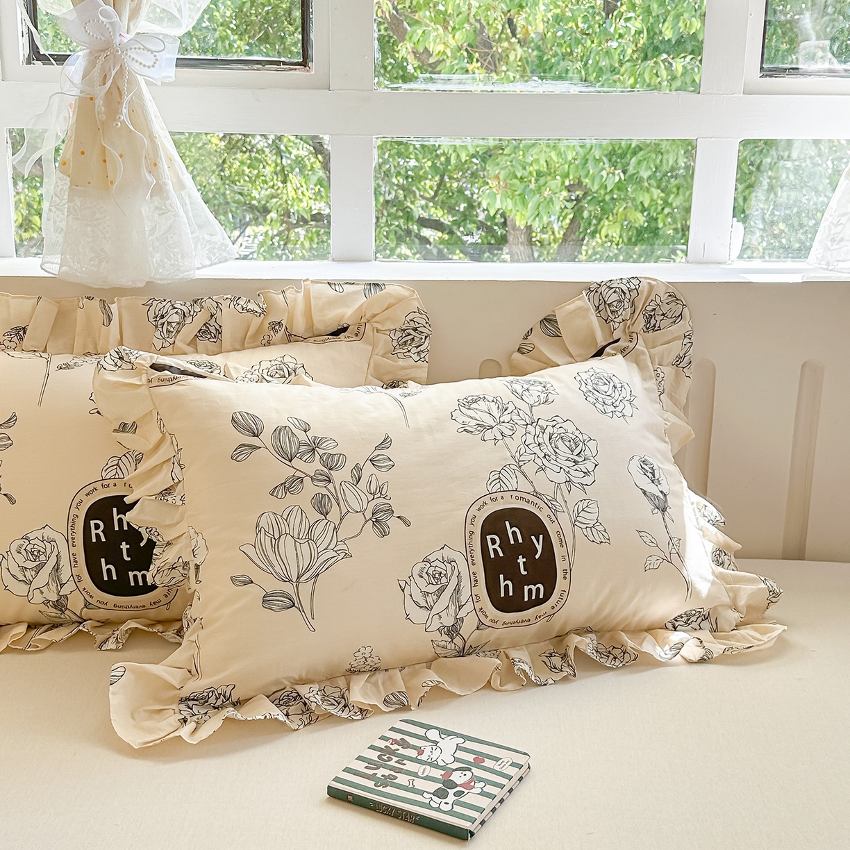 91家纺网 家纺一手货源 找家纺 忘忧草 2026新款全棉纯棉印花精致花边枕套单枕套 枕套单件 宁静花开