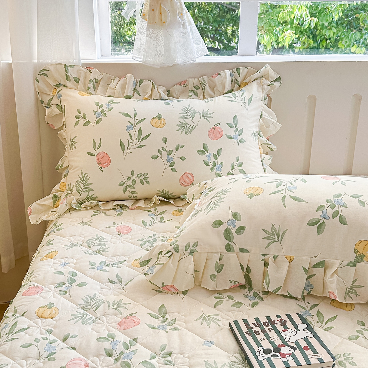 91家纺网 家纺一手货源 找家纺 忘忧草 2026新款全棉纯棉印花精致花边枕套单枕套 枕套单件 轻婉花语