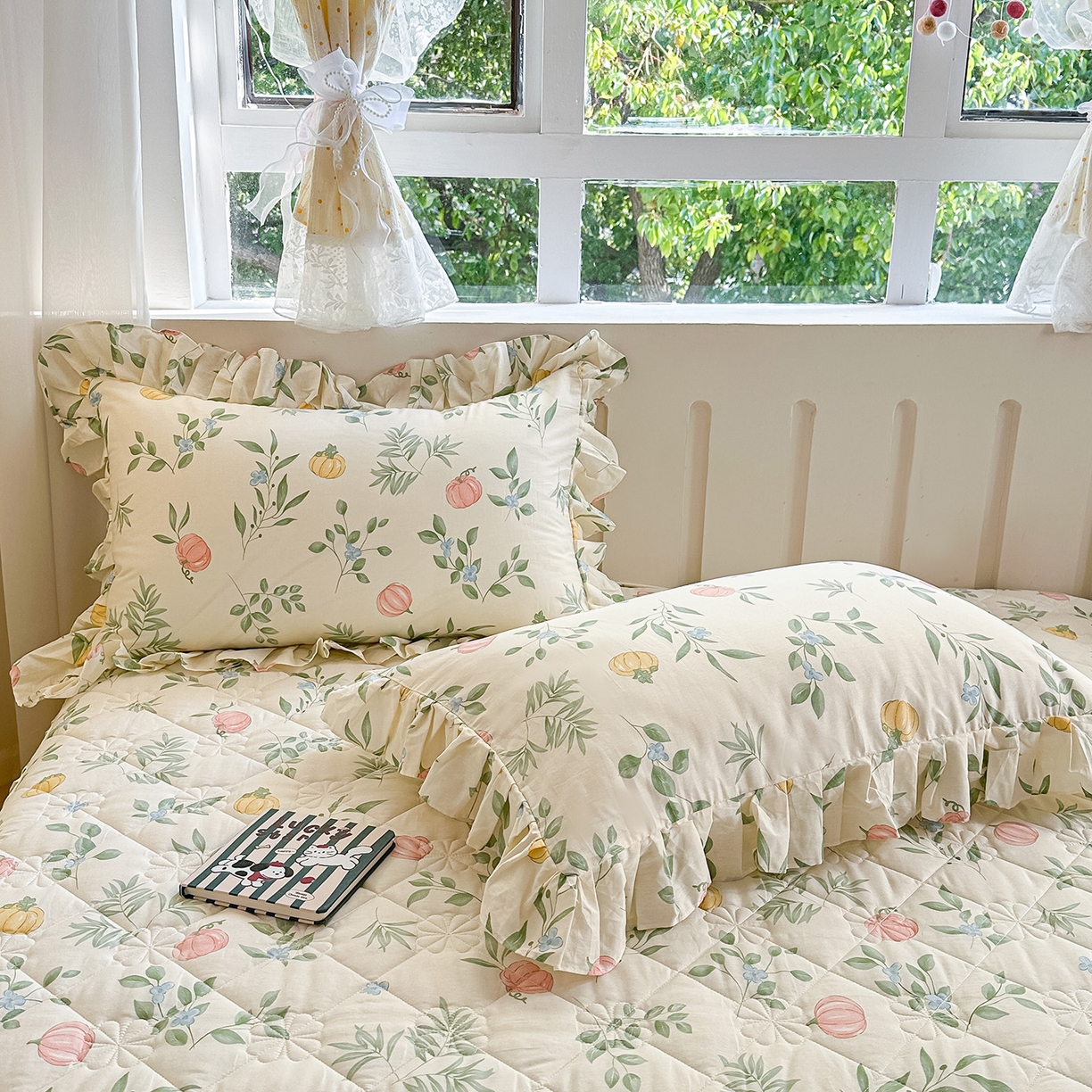 91家纺网 家纺一手货源 找家纺 忘忧草 2026新款全棉纯棉印花精致花边枕套单枕套 枕套单件 轻婉花语