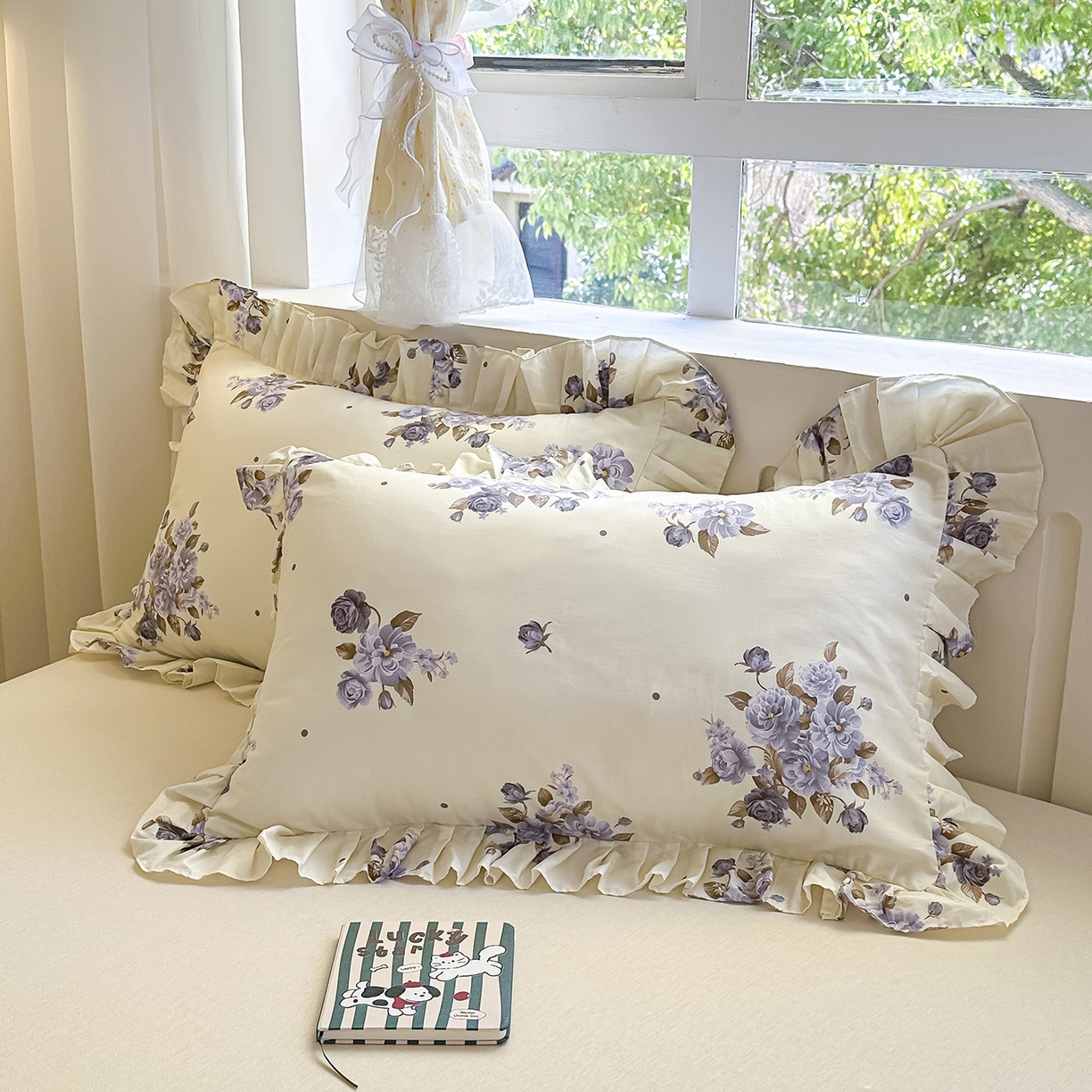 忘忧草 2026新款全棉纯棉印花精致花边枕套单枕套 枕套单件 婷锦