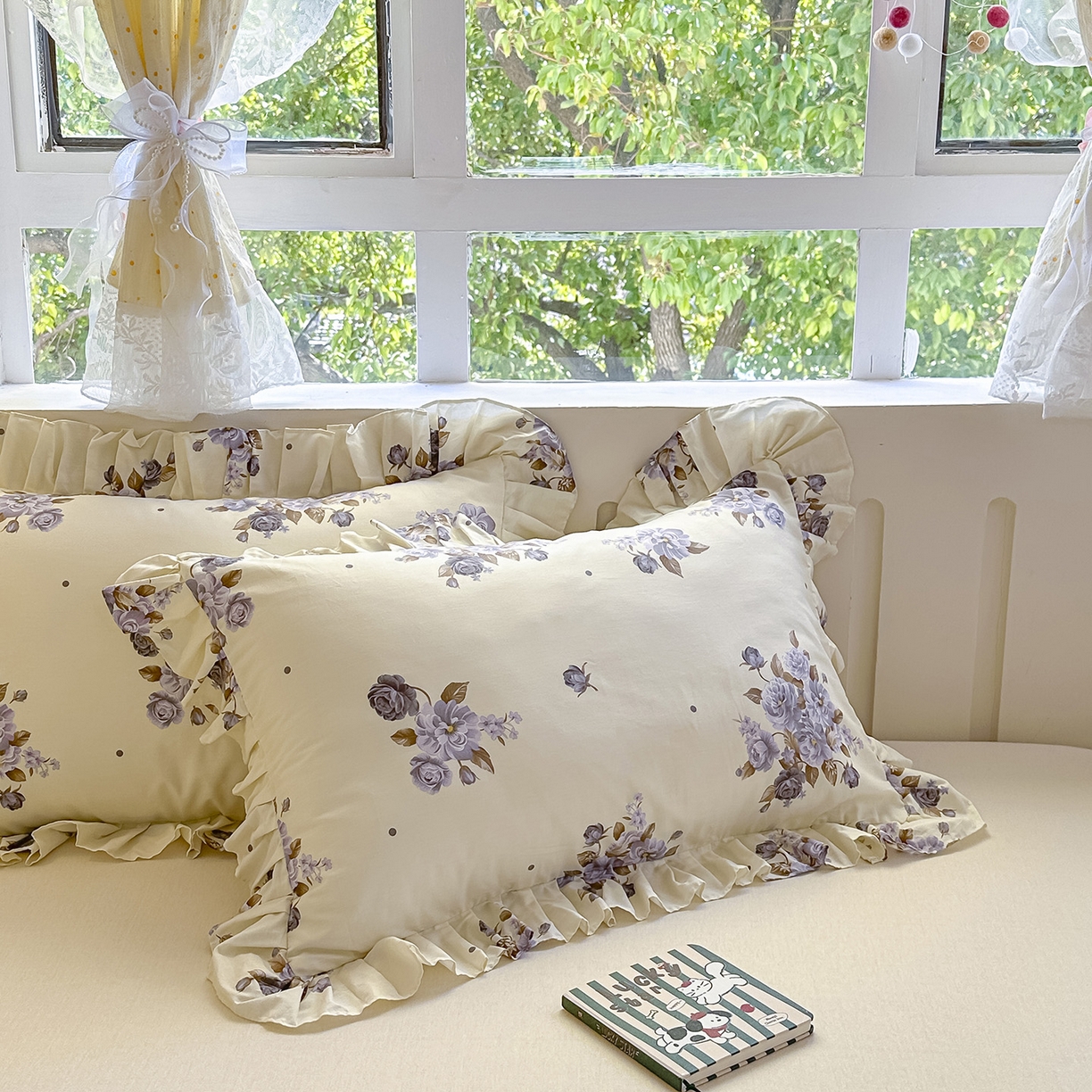 91家纺网 家纺一手货源 找家纺 忘忧草 2026新款全棉纯棉印花精致花边枕套单枕套 枕套单件 婷锦