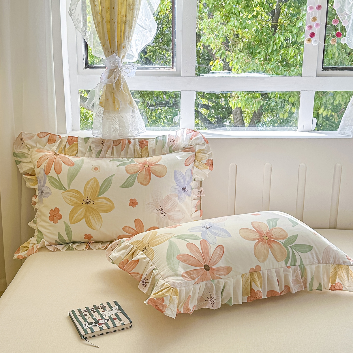 91家纺网 家纺一手货源 找家纺 忘忧草 2026新款全棉纯棉印花精致花边枕套单枕套 枕套单件 云裳花谷