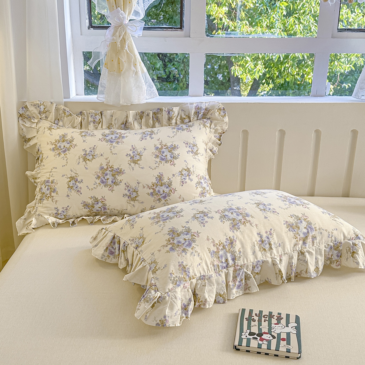 91家纺网 家纺一手货源 找家纺 忘忧草 2026新款全棉纯棉印花精致花边枕套单枕套 枕套单件 云溪之境