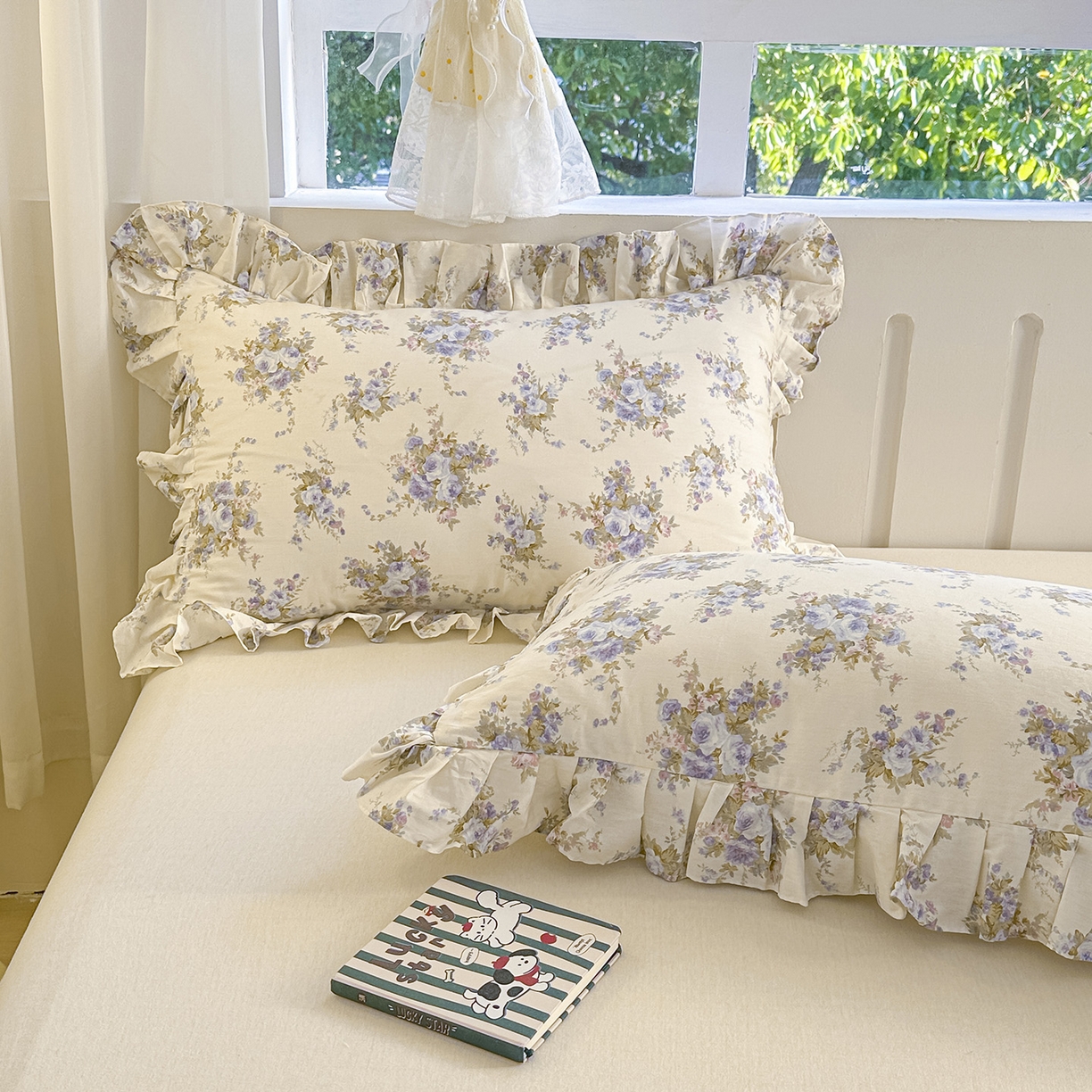 91家纺网 家纺一手货源 找家纺 忘忧草 2026新款全棉纯棉印花精致花边枕套单枕套 枕套单件 云溪之境