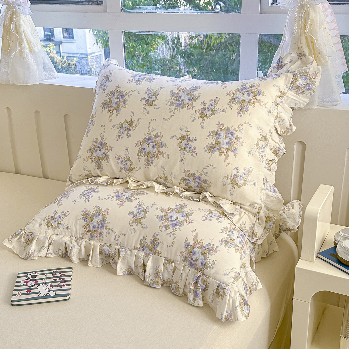 91家纺网 家纺一手货源 找家纺 忘忧草 2026新款全棉纯棉印花精致花边枕套单枕套 枕套单件 云溪之境