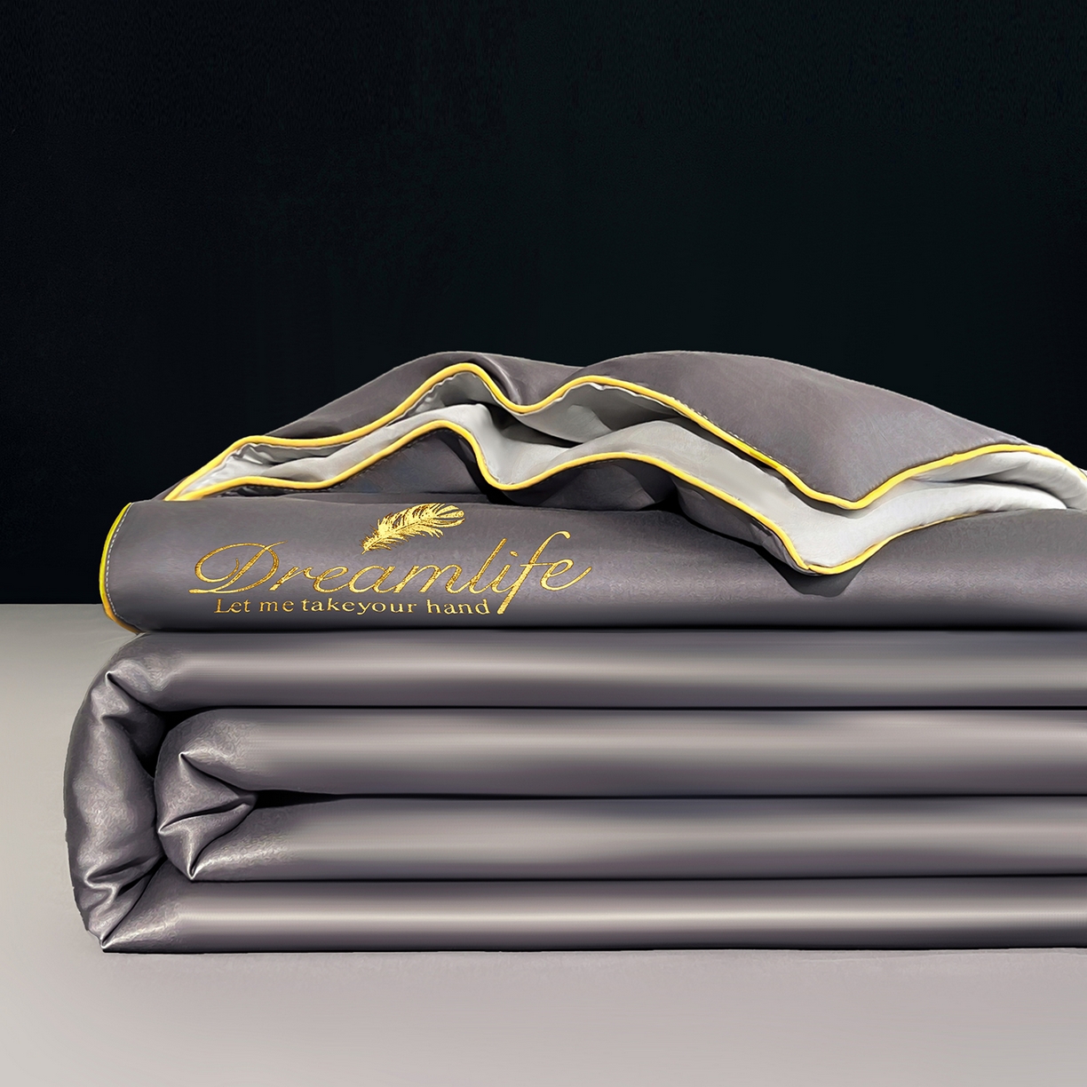 91家纺网 家纺一手货源 找家纺 鑫佰利 2026新款水洗冰丝刺绣夏被夏凉被空调被 苍穹灰拼星灰