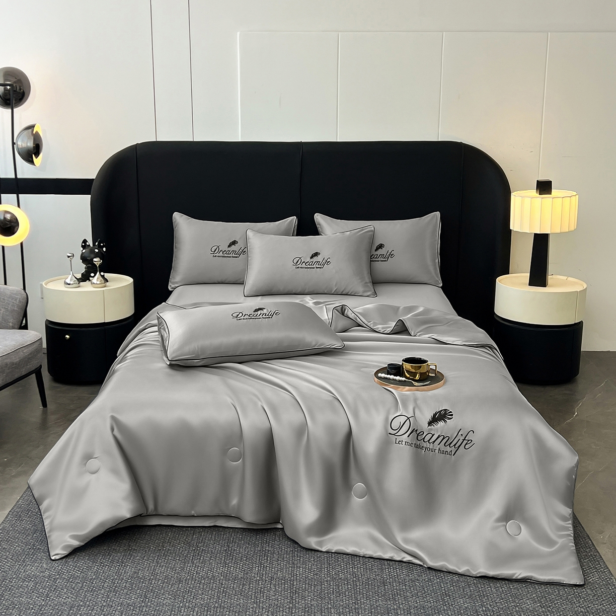 91家纺网 家纺一手货源 找家纺 鑫佰利 2026新款水洗冰丝刺绣夏被夏凉被空调被 星灰