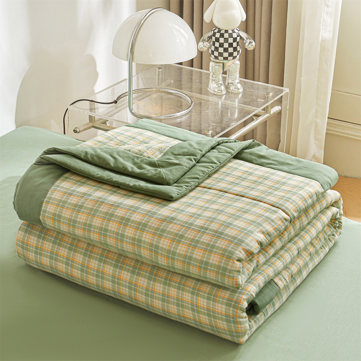 91家纺网 家纺一手货源 找家纺 鑫佰利 2026新款A类水洗棉新疆棉花夏被夏凉被空调被 春彩绿