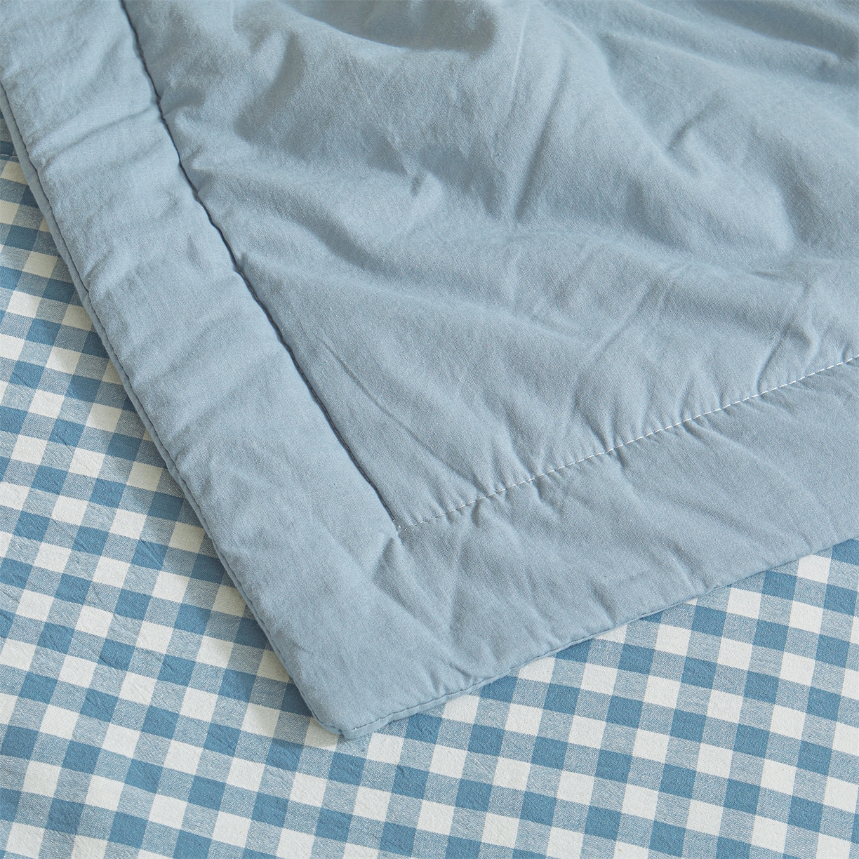 91家纺网 家纺一手货源 找家纺 鑫佰利 2026新款A类水洗棉新疆棉花夏被夏凉被空调被 蓝小格