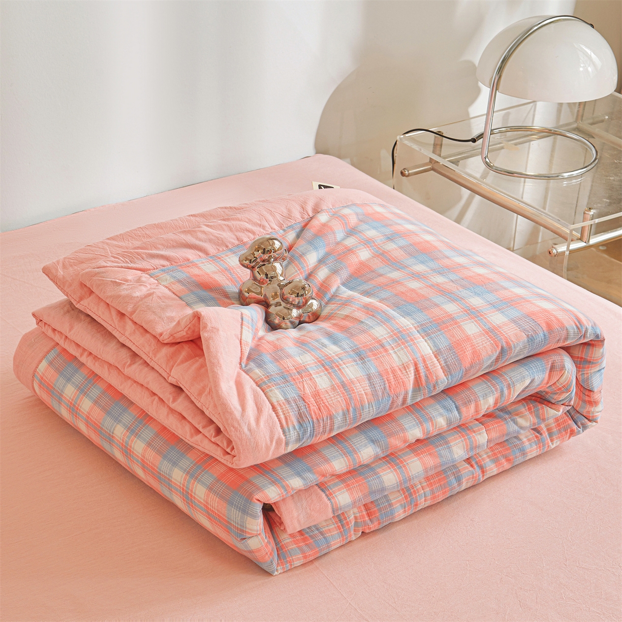 91家纺网 家纺一手货源 找家纺 鑫佰利 2026新款A类水洗棉新疆棉花夏被夏凉被空调被 清新格玉