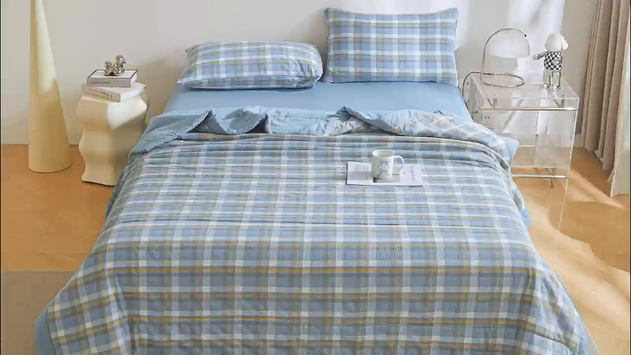 91家纺网 家纺一手货源 找家纺 鑫佰利 2026新款A类水洗棉新疆棉花夏被夏凉被空调被 简兮灰