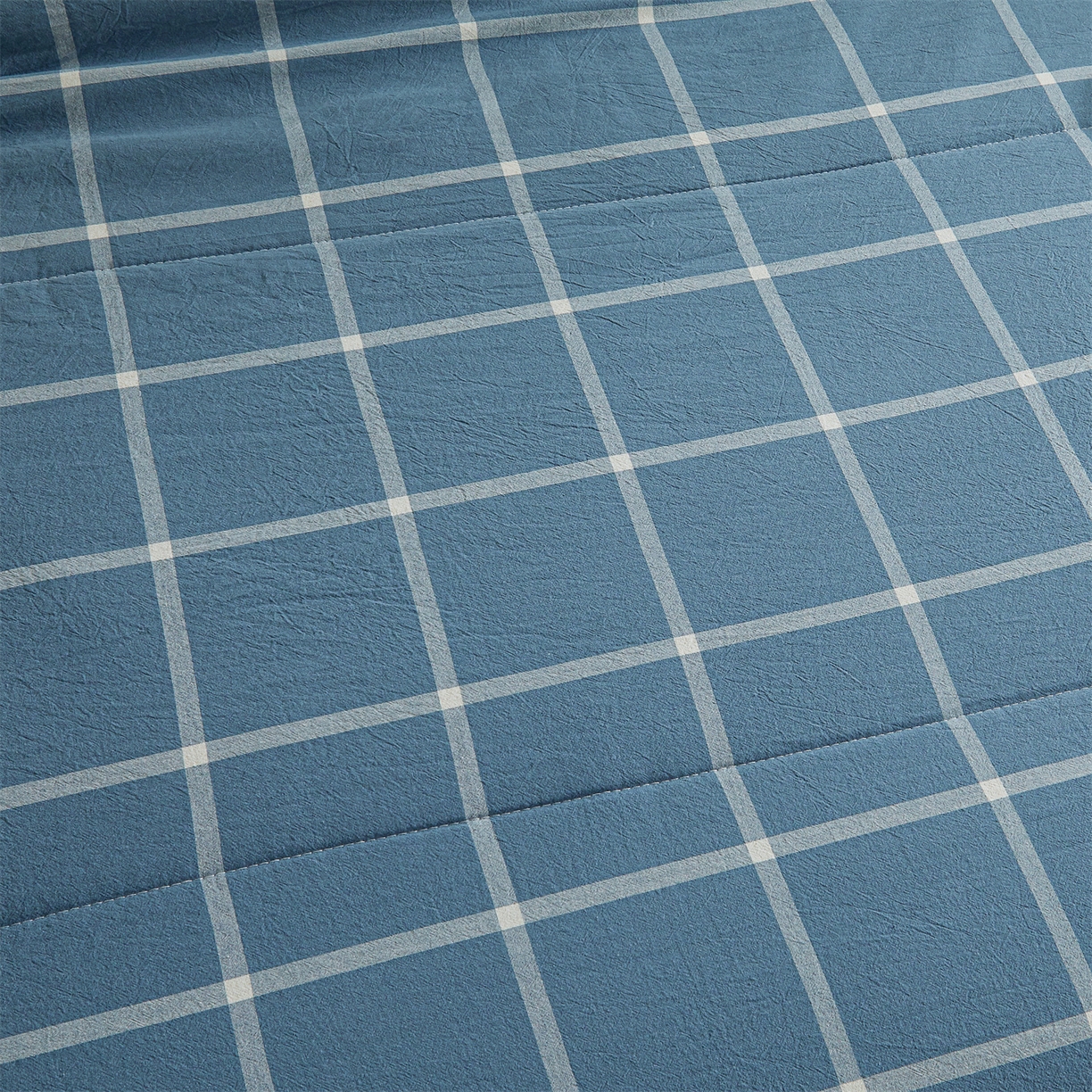 91家纺网 家纺一手货源 找家纺 鑫佰利 2026新款A类水洗棉新疆棉花夏被夏凉被空调被 海蓝大格