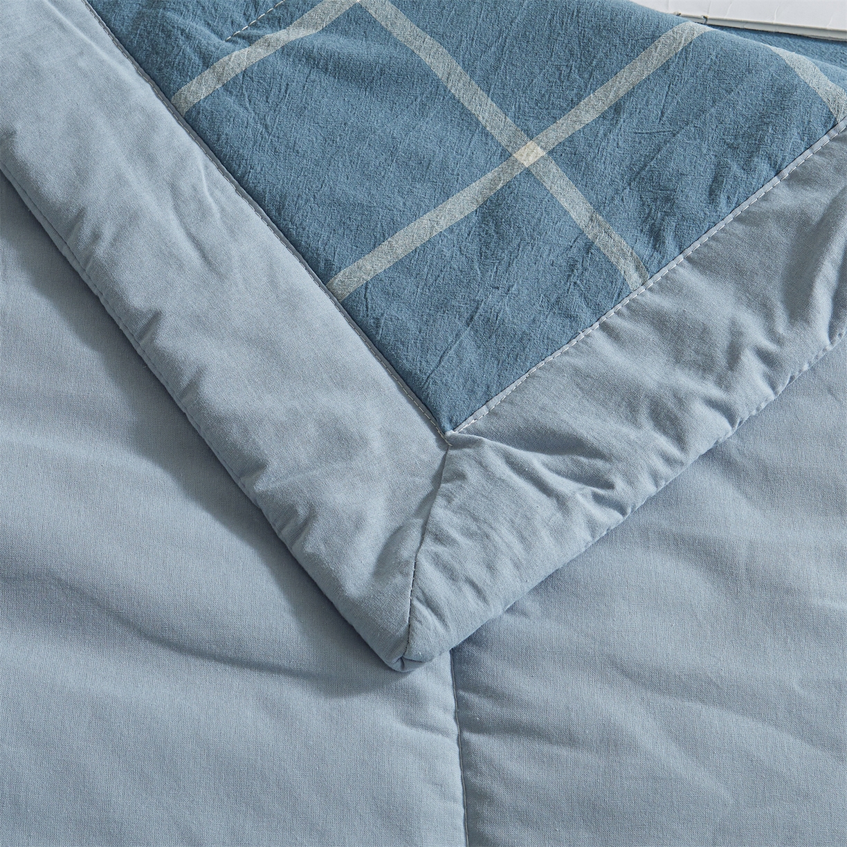 91家纺网 家纺一手货源 找家纺 鑫佰利 2026新款A类水洗棉新疆棉花夏被夏凉被空调被 海蓝大格