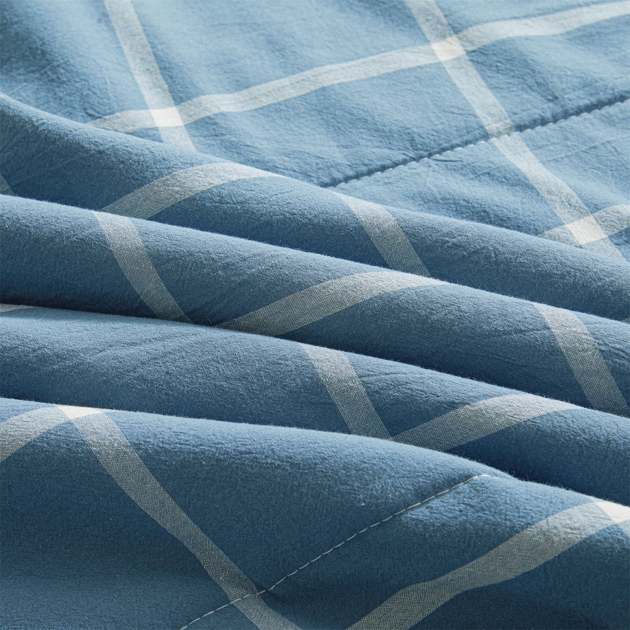 91家纺网 家纺一手货源 找家纺 鑫佰利 2026新款A类水洗棉新疆棉花夏被夏凉被空调被 海蓝大格