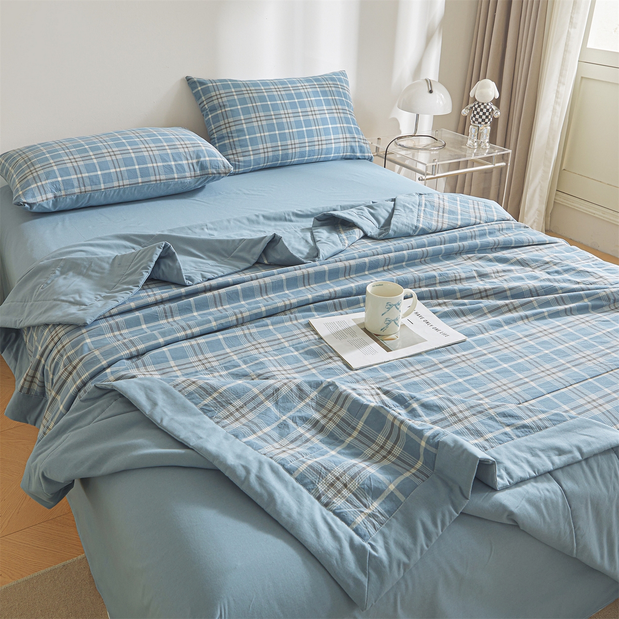 91家纺网 家纺一手货源 找家纺 鑫佰利 2026新款A类水洗棉新疆棉花夏被夏凉被空调被 海洋蓝