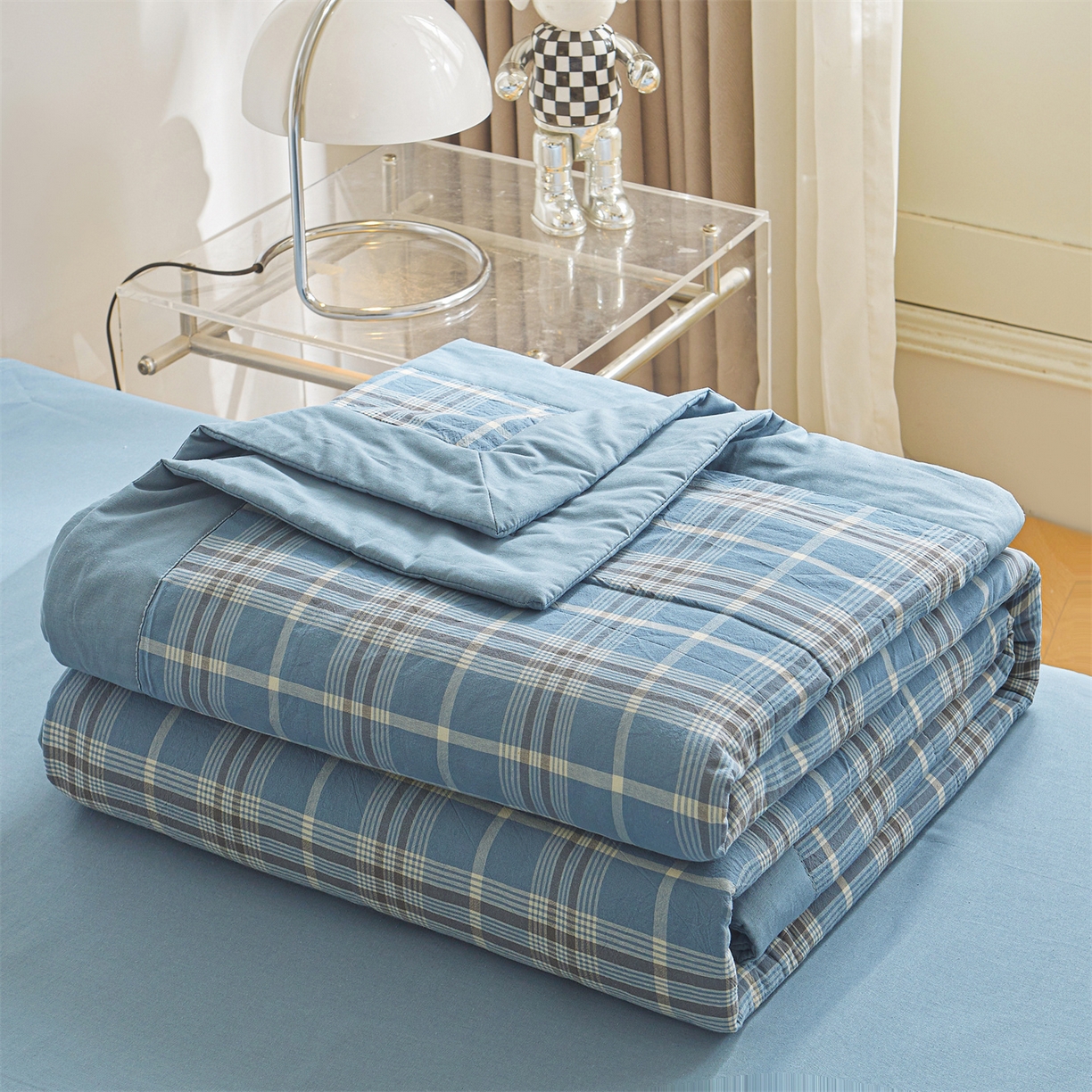 91家纺网 家纺一手货源 找家纺 鑫佰利 2026新款A类水洗棉新疆棉花夏被夏凉被空调被 海洋蓝