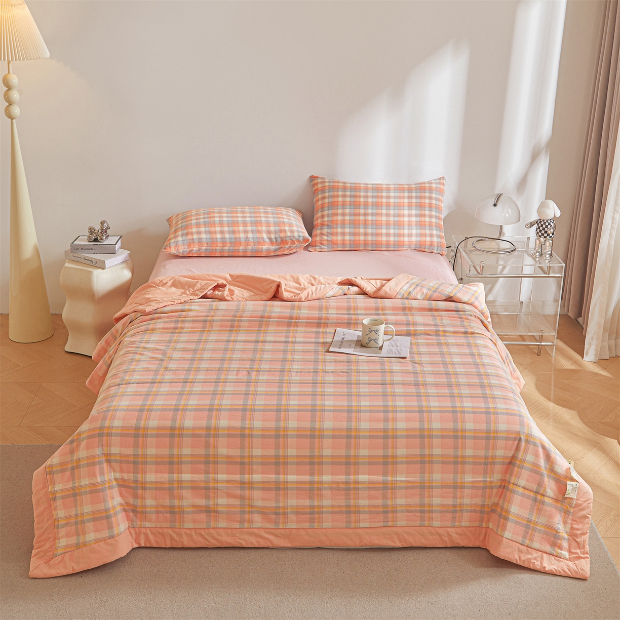 91家纺网 家纺一手货源 找家纺 鑫佰利 2026新款A类水洗棉新疆棉花夏被夏凉被空调被 简兮粉