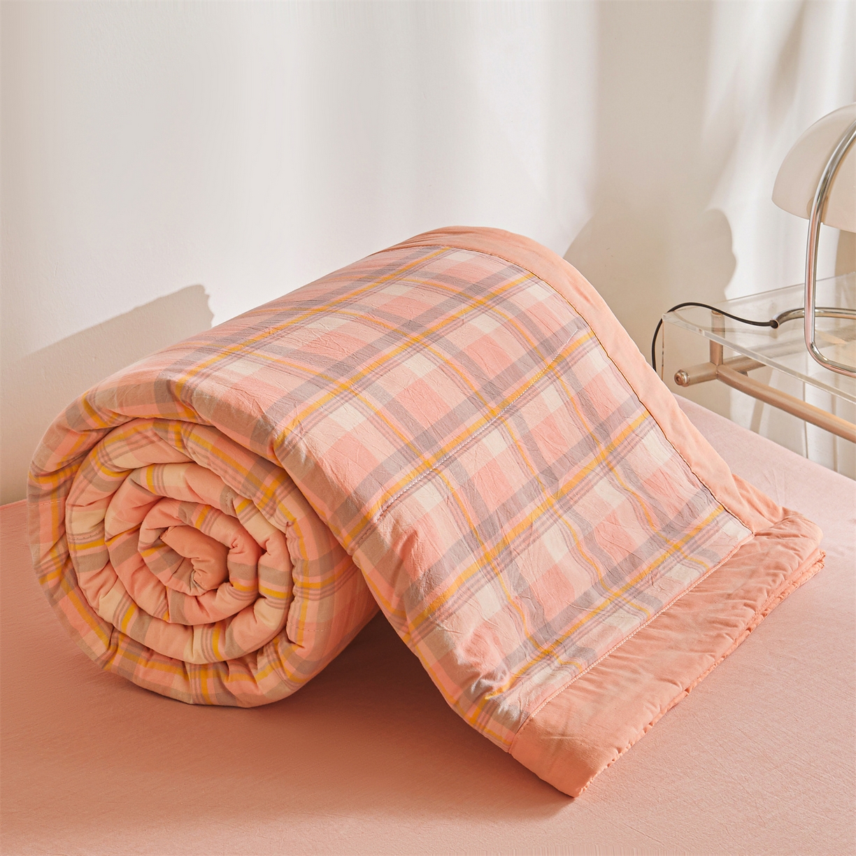 91家纺网 家纺一手货源 找家纺 鑫佰利 2026新款A类水洗棉新疆棉花夏被夏凉被空调被 简兮粉