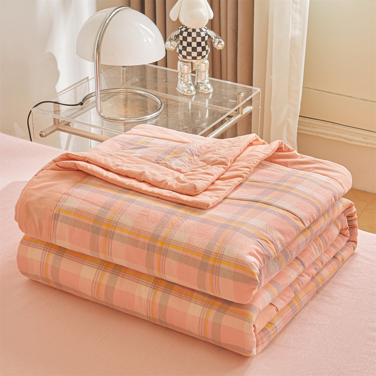 91家纺网 家纺一手货源 找家纺 鑫佰利 2026新款A类水洗棉新疆棉花夏被夏凉被空调被 简兮粉