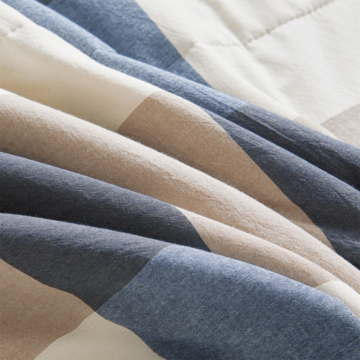 91家纺网 家纺一手货源 找家纺 鑫佰利 2026新款A类水洗棉新疆棉花夏被夏凉被空调被 蓝灰大格