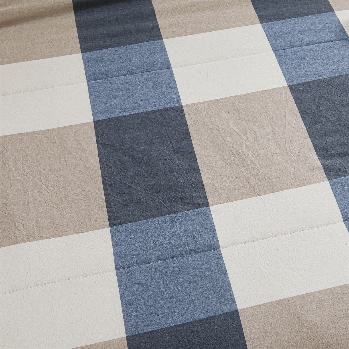 91家纺网 家纺一手货源 找家纺 鑫佰利 2026新款A类水洗棉新疆棉花夏被夏凉被空调被 蓝灰大格