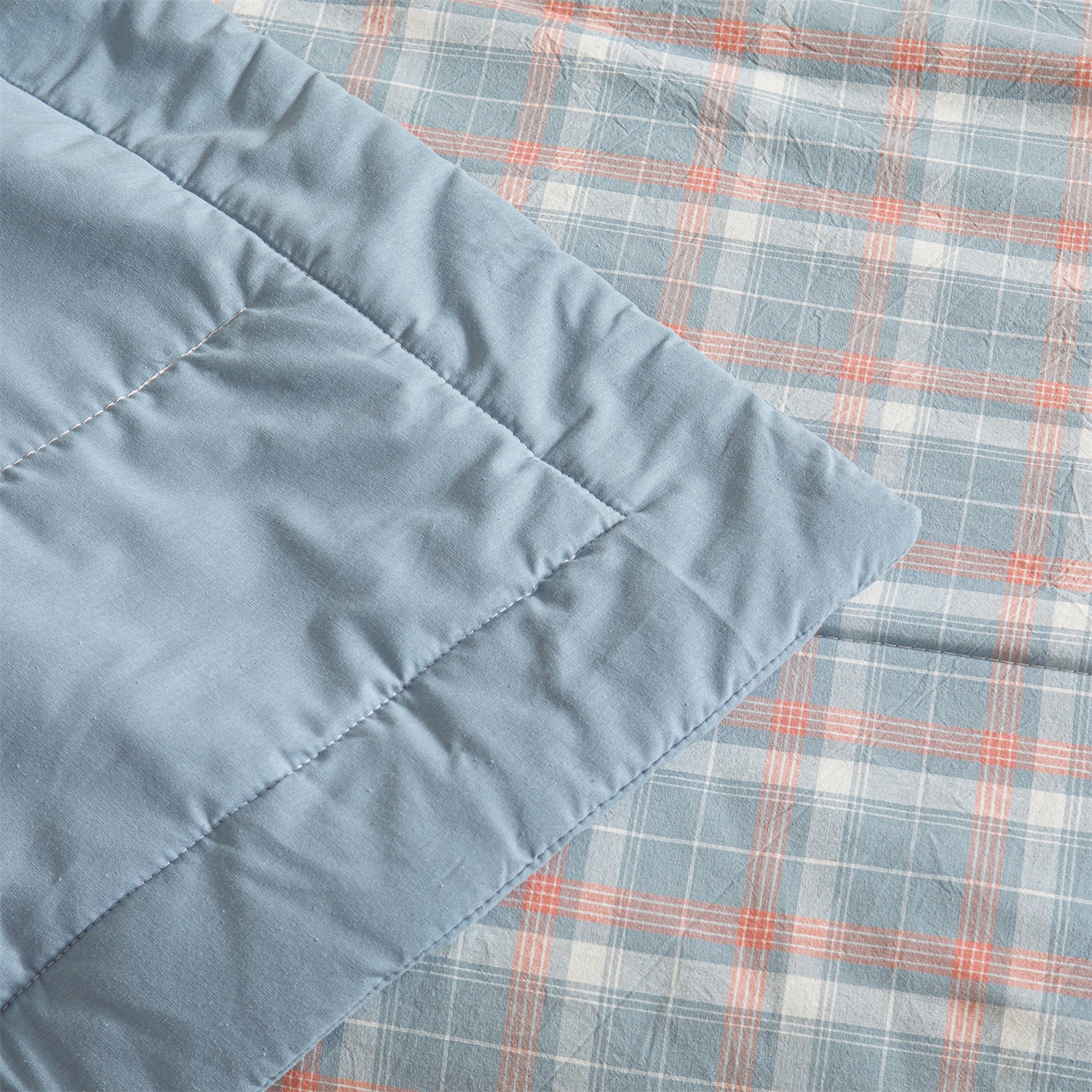 91家纺网 家纺一手货源 找家纺 鑫佰利 2026新款A类水洗棉新疆棉花夏被夏凉被空调被 清新格蓝