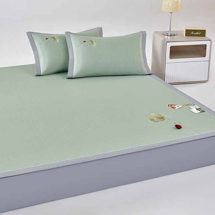 91家纺网 家纺一手货源 找家纺 （总）小牛席业 2026新款满天星-夏日荷塘冰丝席（床笠款）凉席藤席草席竹席乳胶席凉感豆豆席