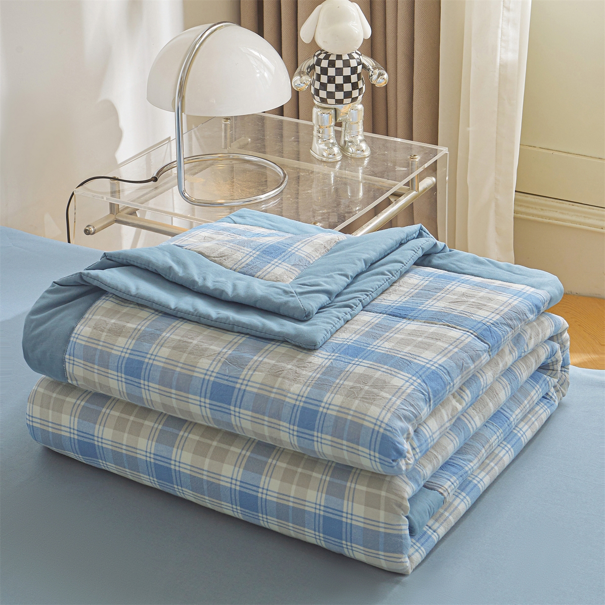 91家纺网 家纺一手货源 找家纺 鑫佰利 2026新款A类水洗棉新疆棉花夏被夏凉被空调被 雅格蓝