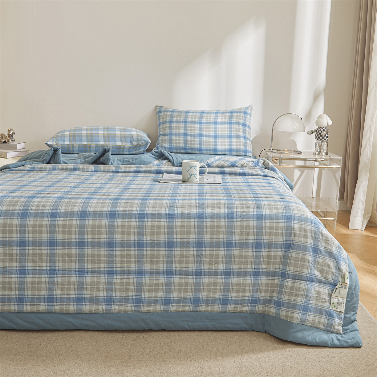 91家纺网 家纺一手货源 找家纺 鑫佰利 2026新款A类水洗棉新疆棉花夏被夏凉被空调被 雅格蓝