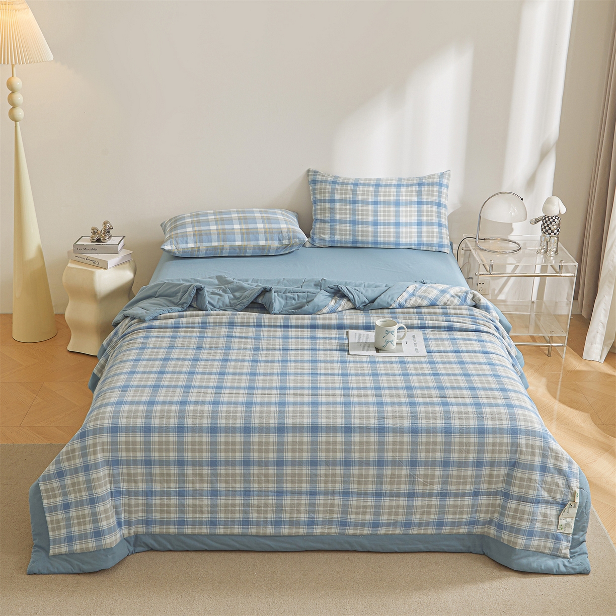 91家纺网 家纺一手货源 找家纺 鑫佰利 2026新款A类水洗棉新疆棉花夏被夏凉被空调被 雅格蓝