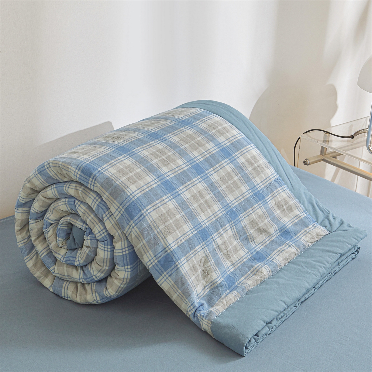 91家纺网 家纺一手货源 找家纺 鑫佰利 2026新款A类水洗棉新疆棉花夏被夏凉被空调被 雅格蓝