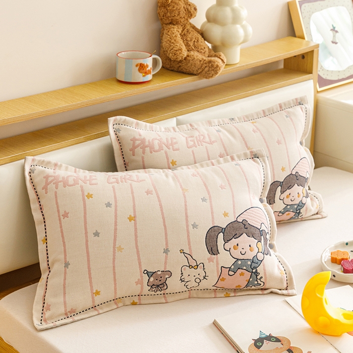 91家纺网 家纺一手货源 找家纺 （总）悦然毛巾被 2026新款全棉纯棉纱布儿童四层纱单枕套枕套单件