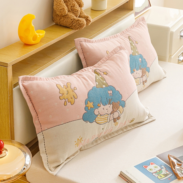 91家纺网 家纺一手货源 找家纺 （总）悦然毛巾被 2026新款全棉纯棉纱布儿童四层纱单枕套枕套单件